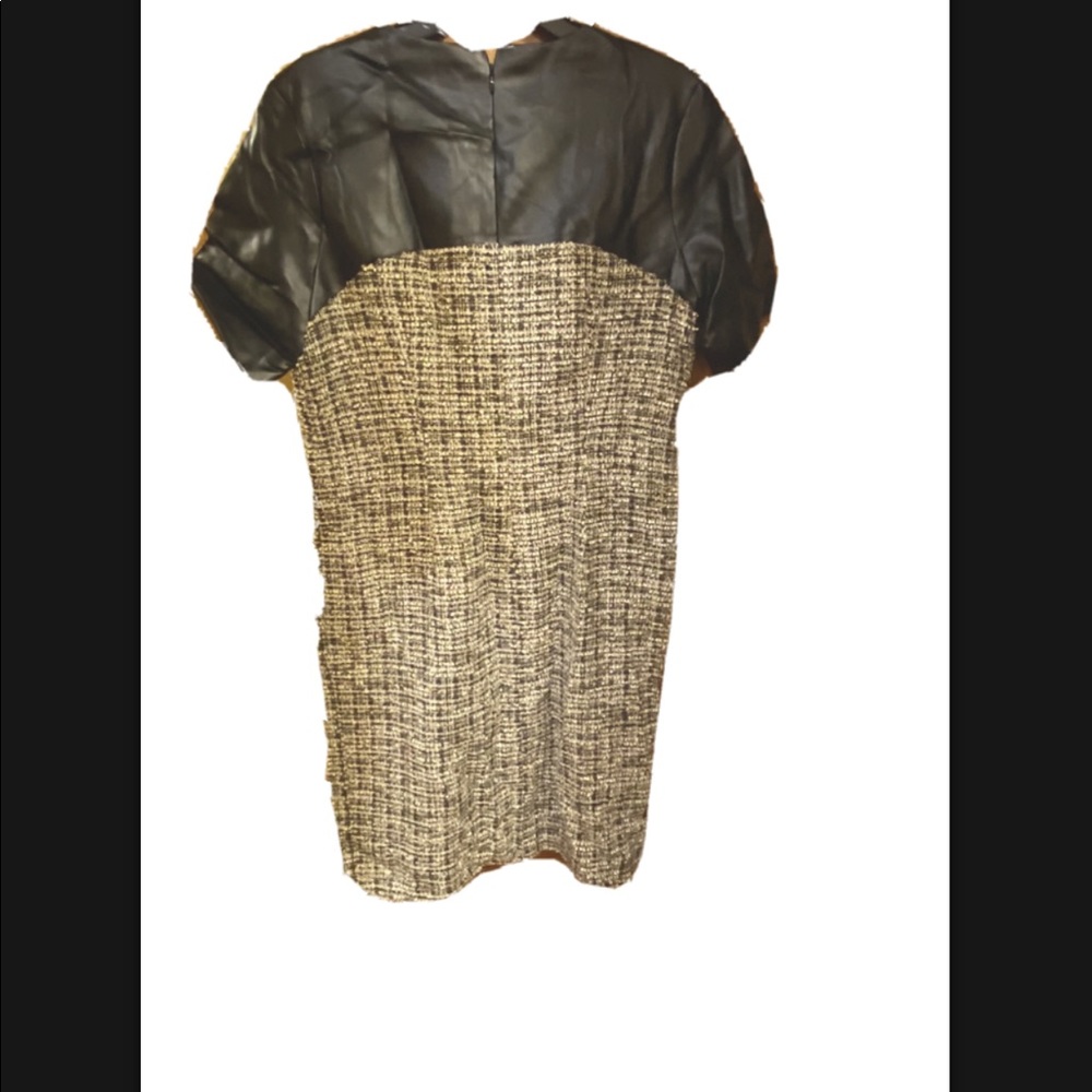 Faux leather & tweed dress